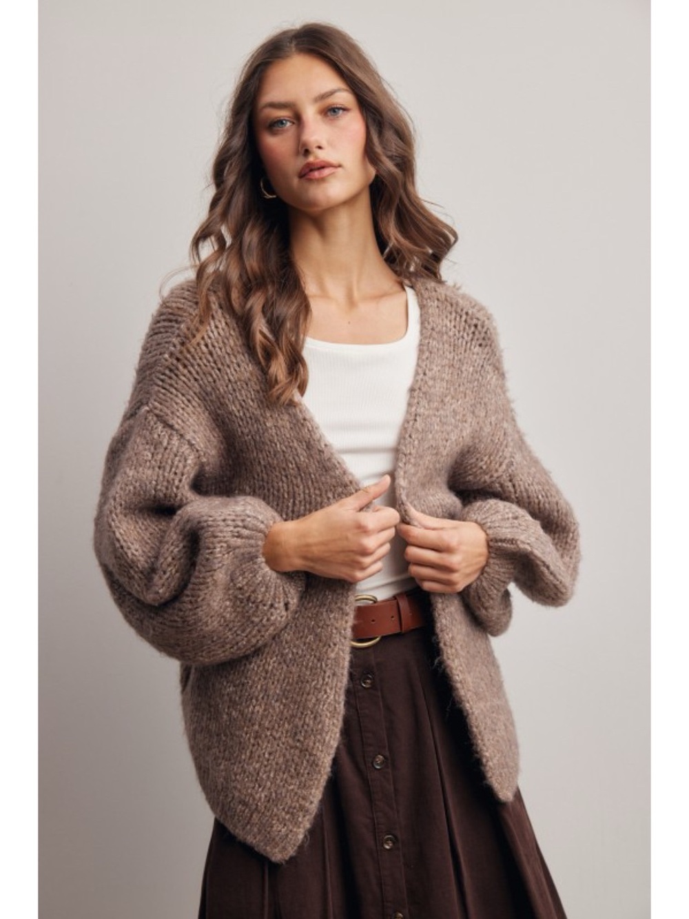 Cozy Chunky Knit Cardigan - Taupe
